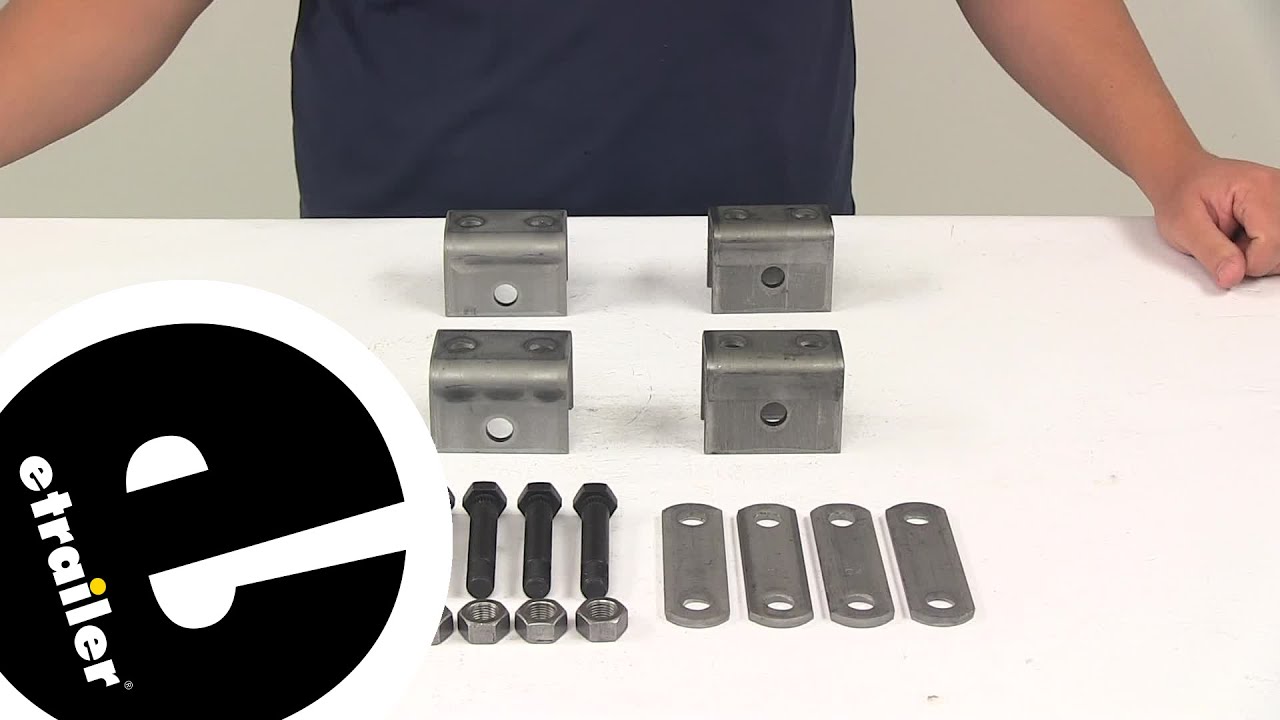 ECCPP Single Axle Trailer Spring Hanger Kit – Fits 1-3/4" Wide Double-Eye Springs – Steel