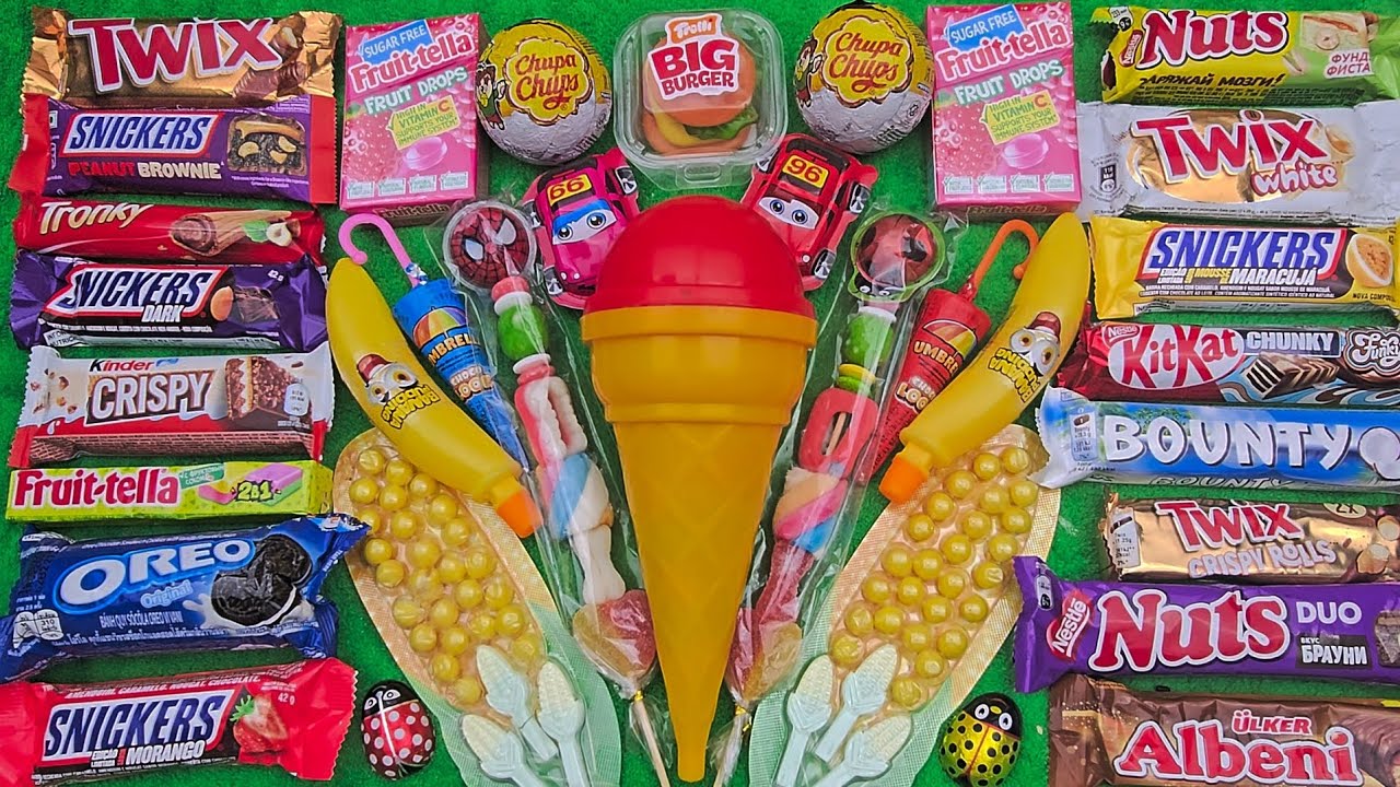 ASMR Most Popular Candys / some lots of colorful rainbow lollipop candy / unpacking chocolate eat