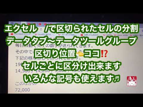 エクセル １つのセルで/ごとにセルに分割