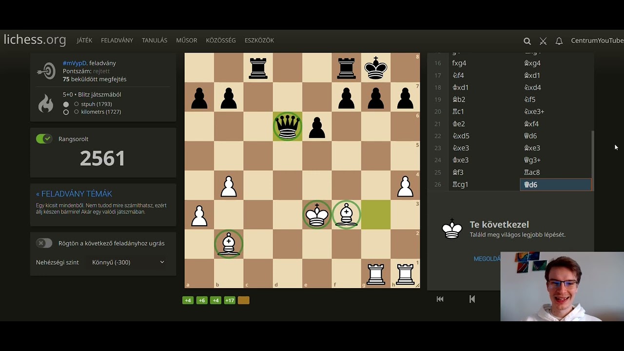 Téli LICHESS GAMEPLAY Juhász Árminnal. Vajon sikerül a 100%-os eredmény?