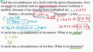 Calculating the circumference of a cirlce and working backwards