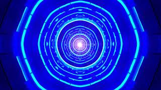 4K Trippy Cyberpunk Neon Tunnel Abstract Metallic Blue Color Relax Background Video 