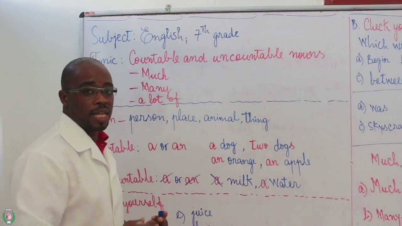 Grade 7 English Lesson - Countable and uncountable nouns... - YouTube