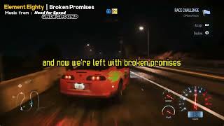 Element Eighty - Broken Promises Lyrics (Music from: Need for Speed UNDERGROUND)