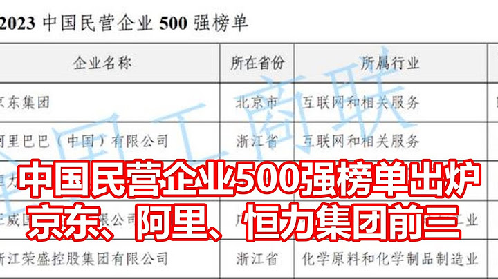 中國民營企業500強榜單出爐 京東、阿里、恆力集團前三 - 天天要聞