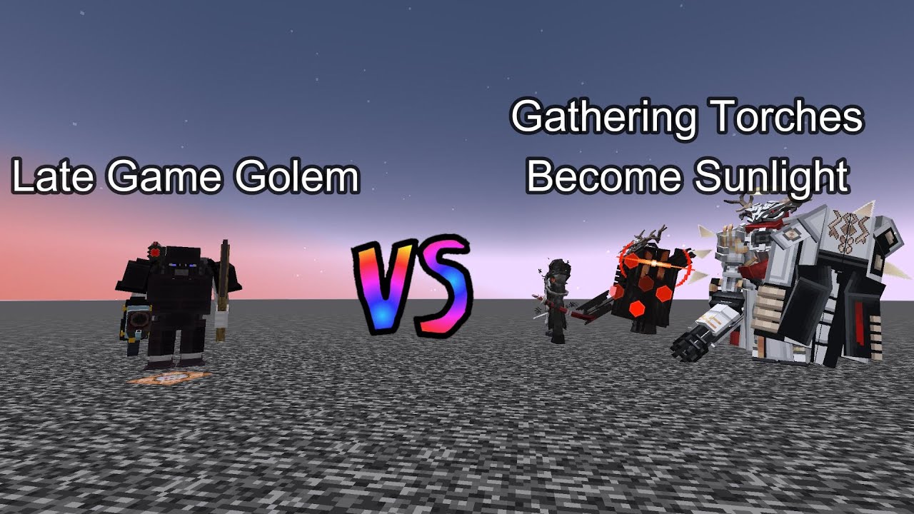 Late Game Golem vs Gathering Torches Become Sunlight | Minecraft  Mob Battle