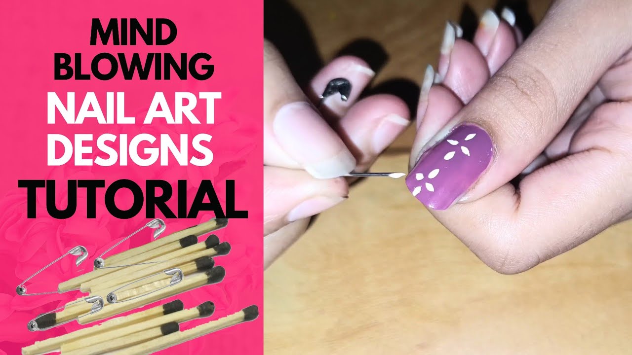 Simple Nail Art Designs at Home for Beginners without Tools | Purple colour Nail Designs 