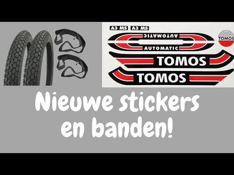 Nieuwe stickers+banden op de Tomos! test rit