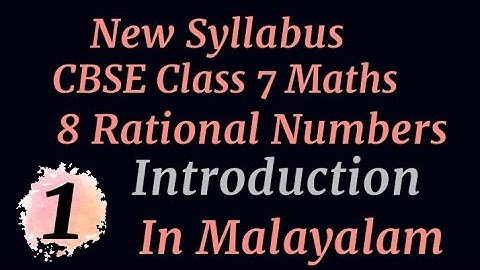 CBSE Class 7 Maths Chapter 8 Rational Numbers Introduction New Syllabus In Malayalam