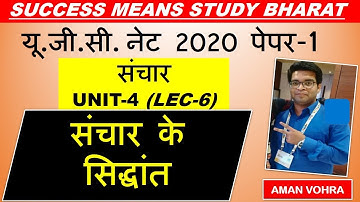 Theories of Communication Lec 6 Unit 4 ugc net 2020