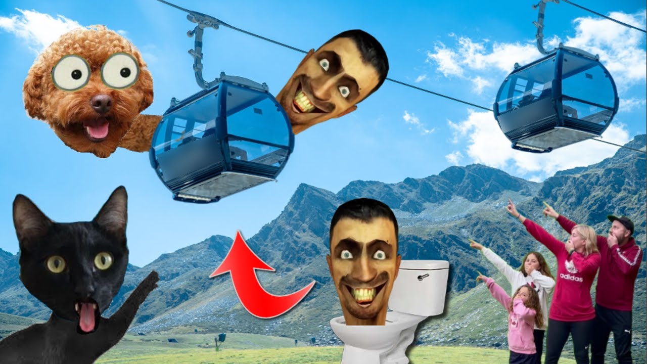 24 horas escapando de Skibidi Toilet en la vida real con la familia de gatos Luna y Estrella