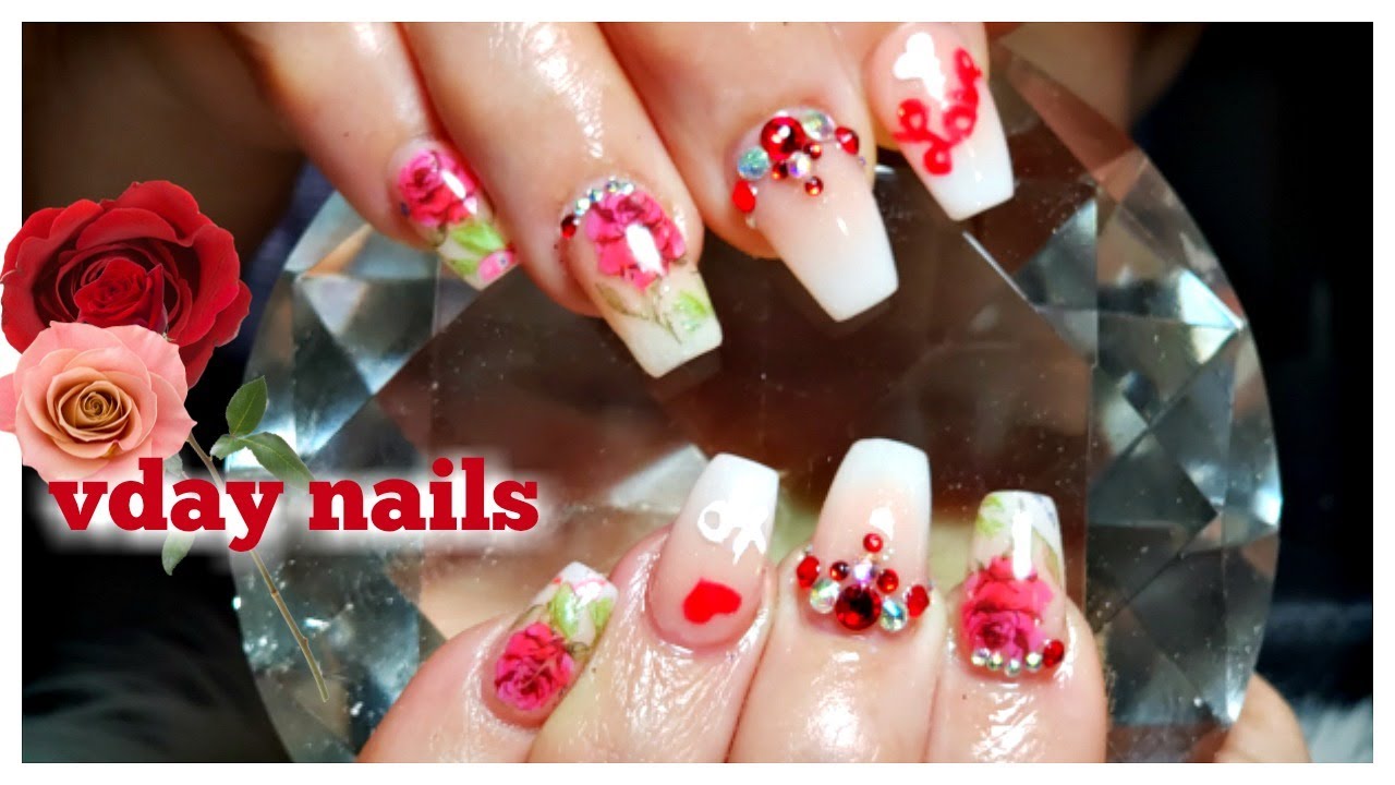 Valentine's day nails 🌹| acrylic nails Valentine's day nails 🌹| acrylic nails - YouTube