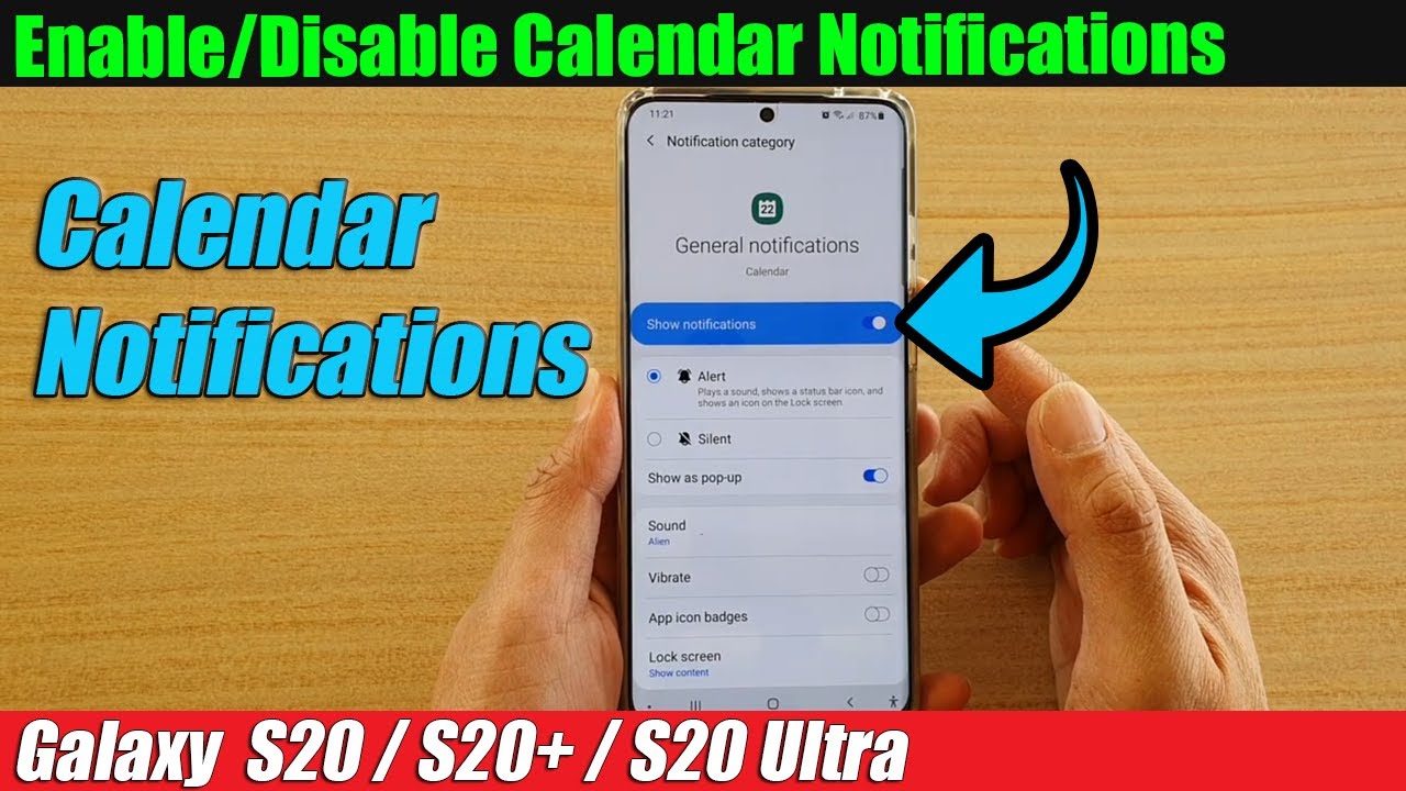 Galaxy S20/S20+ How to Enable/Disable Calendar Notifications YouTube