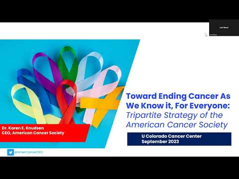 Karen Knudsen, MBA, PhD, CEO of ACSCAN, University of Colorado Cancer Center Symposium