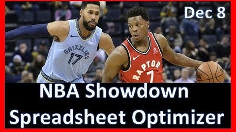 How to use NBA Showdown Spreadsheet Lineup Optimizer Tool for December 8 2018 NBA games