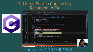 3 - Linear Search Algorithm Code using Recursion in C#