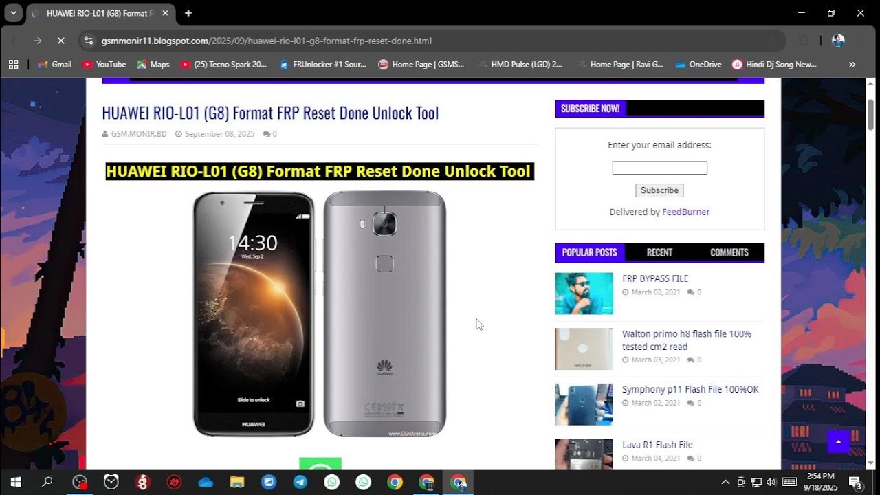 HUAWEI RIO L01 G8 Format FRP Reset Done Unlock Tool - YouTube