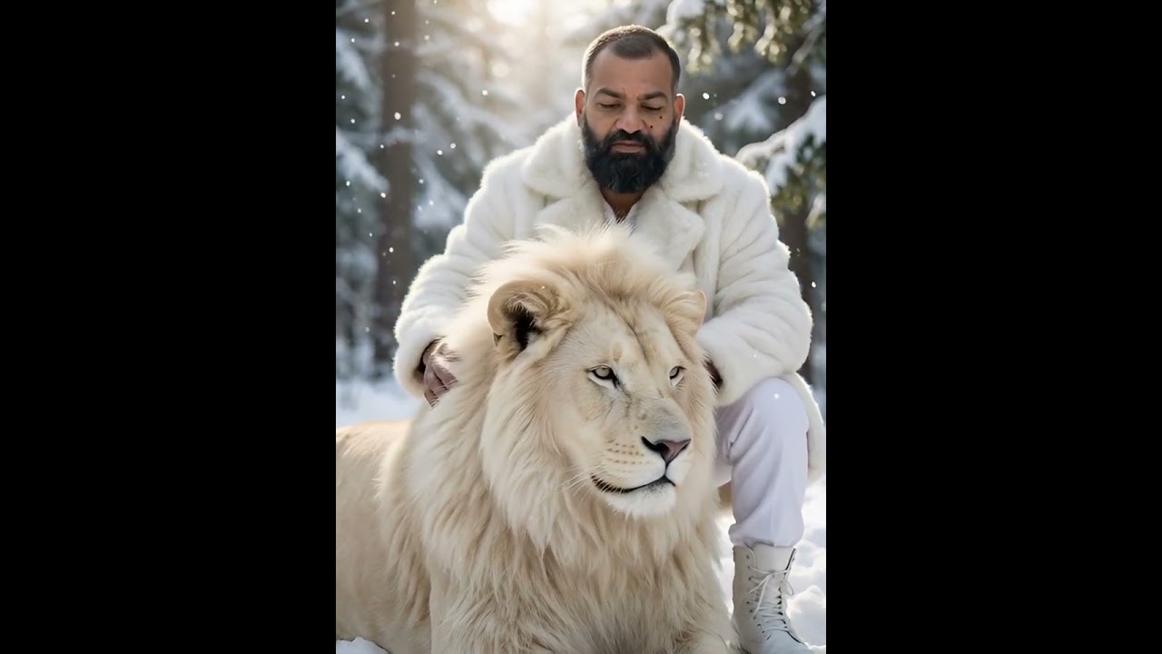 Power Has a Look 👑 | When a Man Walks with a White Lion