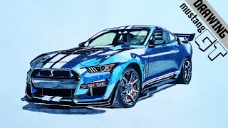 DRAWING MUSTANG GT(mustang gt car drawing in full video drawing for mustang gt