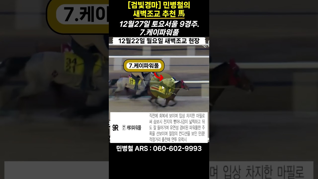 #12월27일 토요일!민병철의 새벽조교 우수馬!