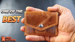 Make a LUXURY Minimalist  Leather Wallet,FREE PATTERN