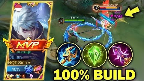 100% BUILD JULIAN 2023 !! TUTORIAL BUILD & COMBO AND SET EMBLEM JULIAN MOBILE LEGEND BANG.