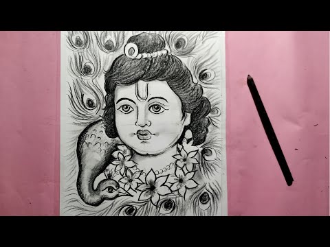 Lord Krishna Easy Drawing | How to Draw Shree Krishna Step by Step | Easy  drawings, Flute drawing, Krishna drawing