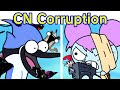 Friday night funkin cartoon corruption demo  vs mordecai  rigby come learn with pibby x fnf mod