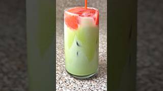 Satisfying Strawberry Matcha ASMR 🍓🍵 #matcha #asmr #satisfying #homecafe #recipe #shorts