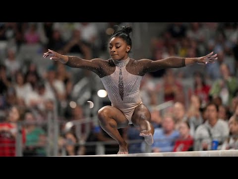 Simone Biles easily wins all-around title and qualifies for Olympic trials