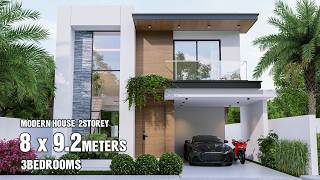8x9.2 METERS MODERN HOUSE DESIGN | 2 Storey with 3Bedrooms
