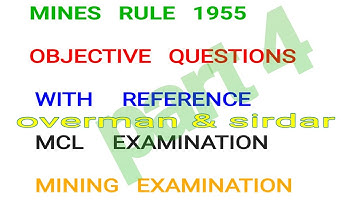 #miningexam Objective questions from mr 1955 | overman, sirdar | mining mcq | mcl | part 4