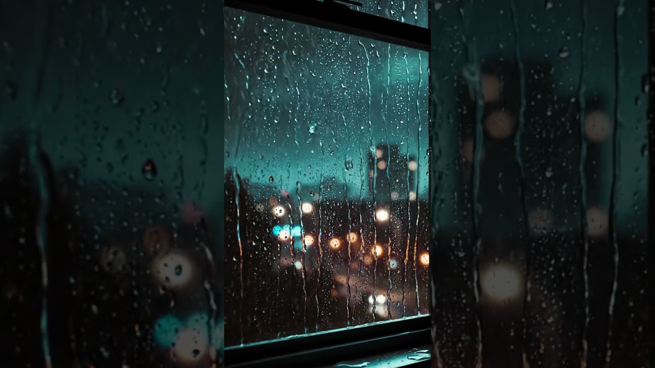 Heavy Rain Sound On Window with Thunder Sounds - for Sleep, Study and Relaxation, Meditation