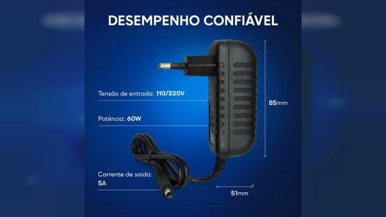 Review: Fonte 5a 12v 60w Estabilizada Chaveada Cftv Fita Led Dvr Nv