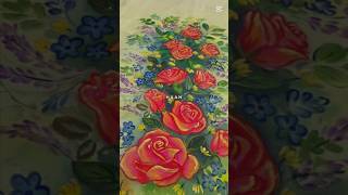 গোলাপ বাগান 🌷⚘️🌷#HandPainted #FloralArt #ArtisticDesign #RosePainting #FabricArt #Shorts #Art #DIY