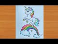 How to draw a unicorn  unicorn drawing simple art with rose pencil sketch