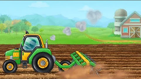 Farm work compilation with kids toy truck, tractor, chainsaw, ATV, ride on, tools | Educational