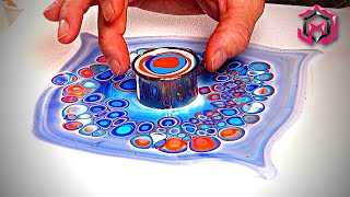SIMPLY STUNNING  Dancing Fluid Art! Blue & Orange Acrylic Pour Painting Abstract Art Tutorial