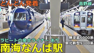 Nankai Namba Station (Koya Line 4)🚃Trains are arriving and departing! ●Rapito's "Senboku Liner" etc.