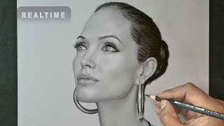 Portrait Drawing in REAL-TIME | Angelina Jolie drawing