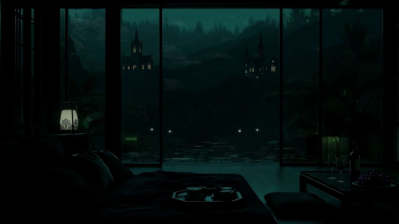 Dark Bedroom Rain Sounds (No Ads) 🌧️Calm Mountain Night Ambience for Deep Sleep😴RAIN SLEEP SOUNDS😴