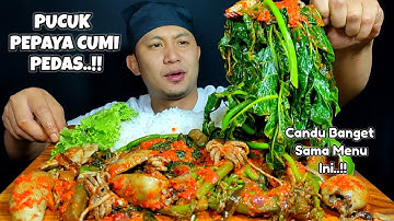 GULAI PUCUK PEPAYA CUMI PEDAS, PETAI, GORENGAN, SAYUR SELADA.