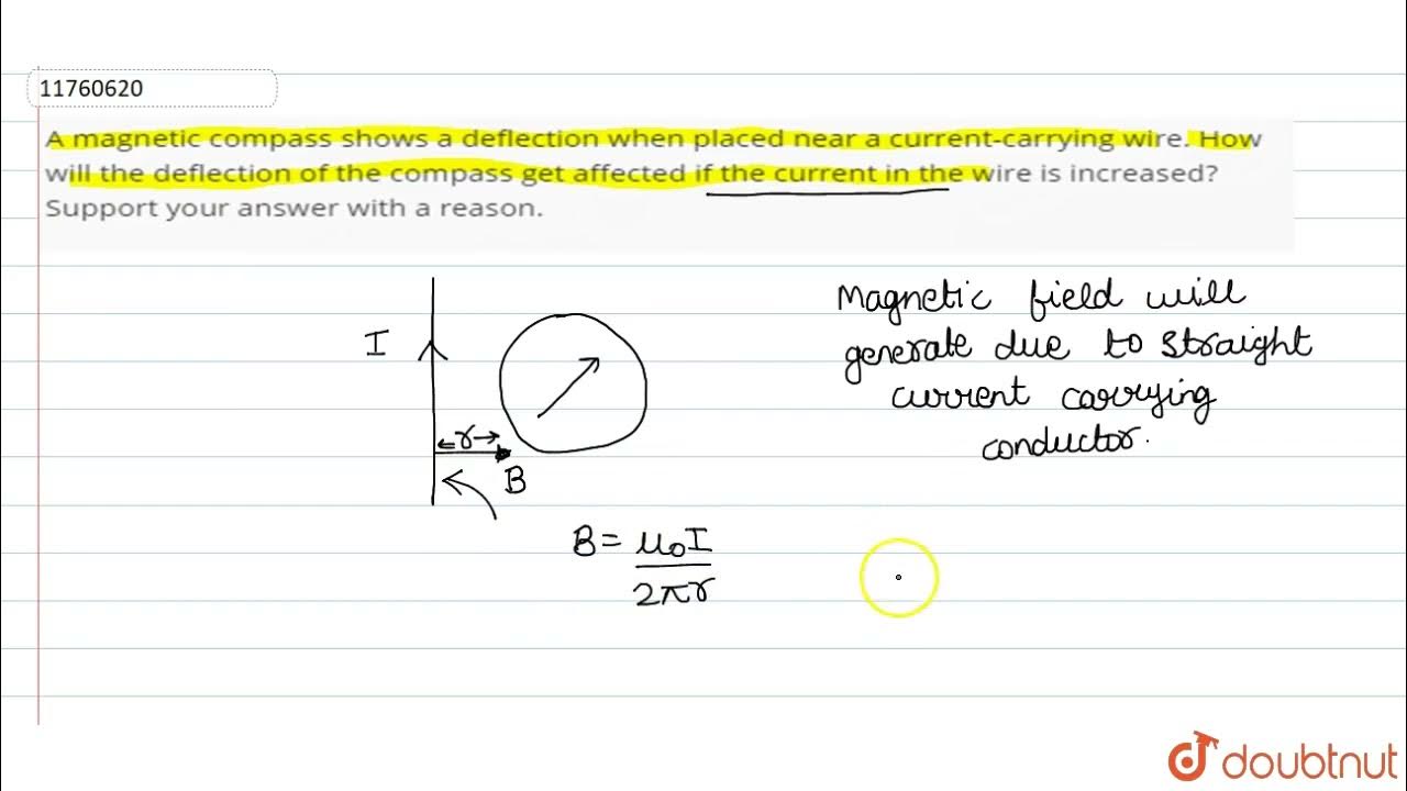 A compass shows a deflection when placed near a currentcarrying wire. How will the def