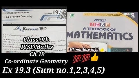 Class 9th ICSE Maths Ch 19 Co-ordinate Geometry 👍 Ex 19.3(Sum no.1,2,3,4,5)💯 easy explained 👍