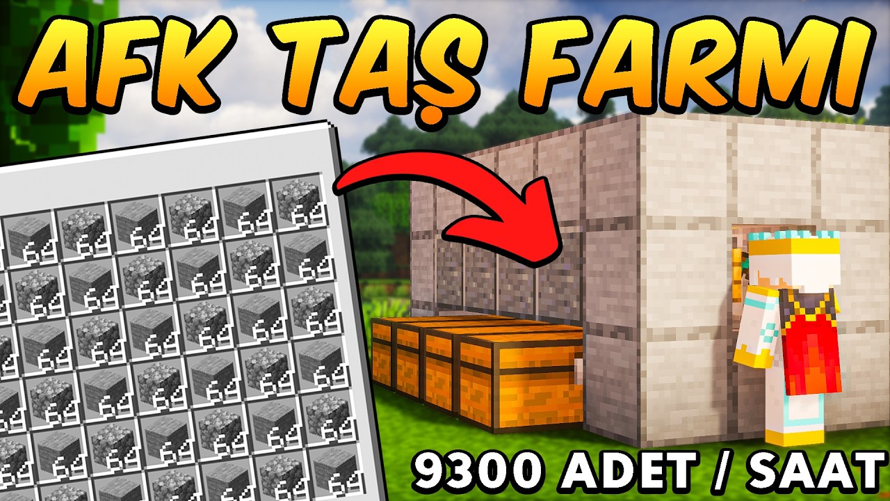 Minecraft 1.21 En Kolay AFK Taş Farmı - SAATTE 9.800 ADET!
