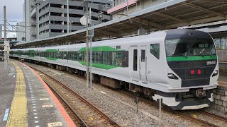 【2024年1月7日運転】JR東日本 E257系5000番台 宮オオ OM-93編成 9両編成  特急 開運成田山初詣八王子号 高尾 行  成田線 成田駅 (JO-35) 1番線を発車