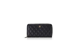 Chanel Lambskin Classic Long Zip Wallet Black