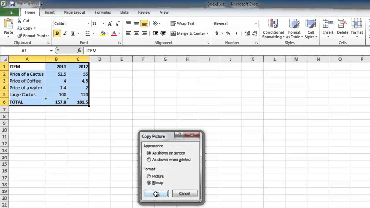 How to Copy Excel 2010 sheet into email