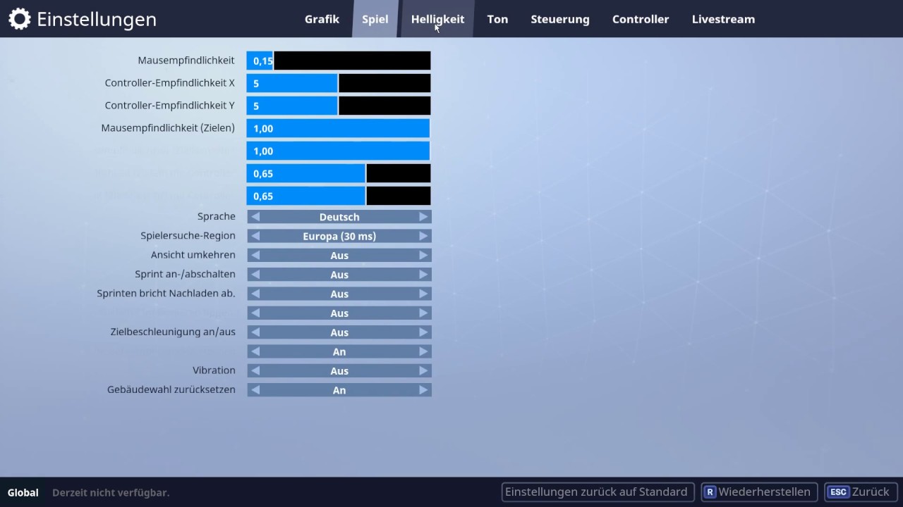 fortnite battle royale pc einstellung - fortnite standard einstellungen pc