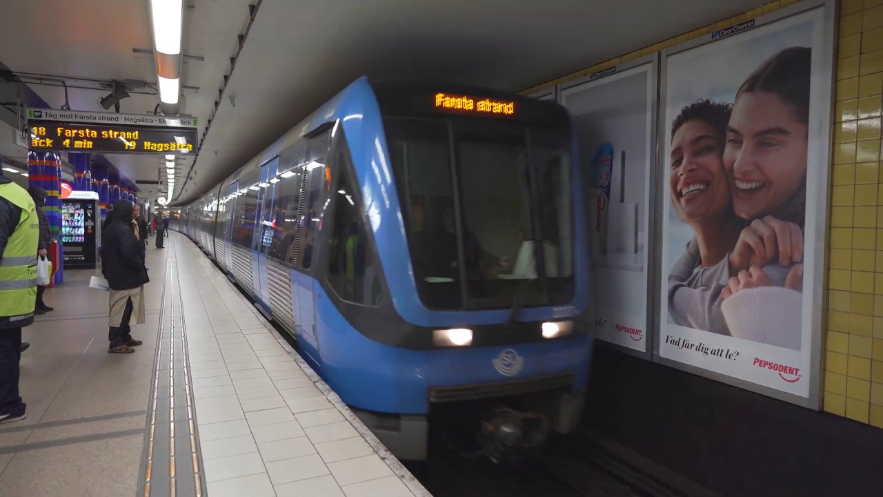 Sweden, Stockholm, subway ride from Medborgarplatsen to Farsta Strand
